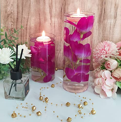 10 Pcs Artificial Flowers for Floating Candles Centerpiece Purple Orchid Faux Flower Vase Fillers for Birthday Wedding Din...