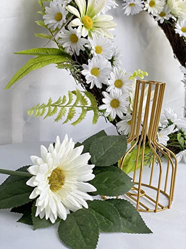 DSforG 16PCS White Flowers Gerbera Daisy Silk Flowers Artificial Flowers Artificial Daisy Fake Flowers Bouquet for Wedding...