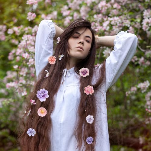 KorViSHOW 41 Pieces Flower Hair Clip Set Floral Pins for Women Girls Bride Handmade Flower Hair Aaccessories for Weeding(Y...