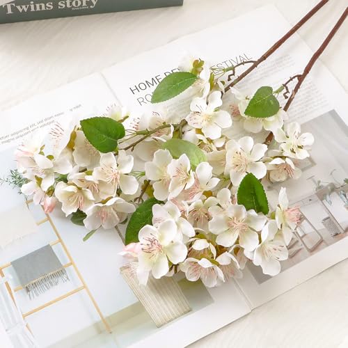 TOCHGREEN Artificial Cherry Blossom Branches 6PCS Fake Flowers Artificial Faux Silk Flowers Plum Tree Blossom Fake Plants ...