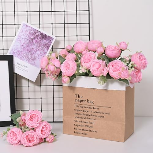 MARTINE MALL 2 Packs Peonies Artificial Flowers, Light Pink Artificial Peonies, Silk Peonies Flowers Fake Peonies Artifici...