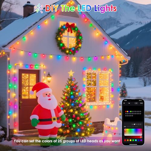 YIQU Smart Color Changing Christmas Lights, 66 FT 200 LED RGB String Lights with Remote App Control and Timer, Music Sync ...