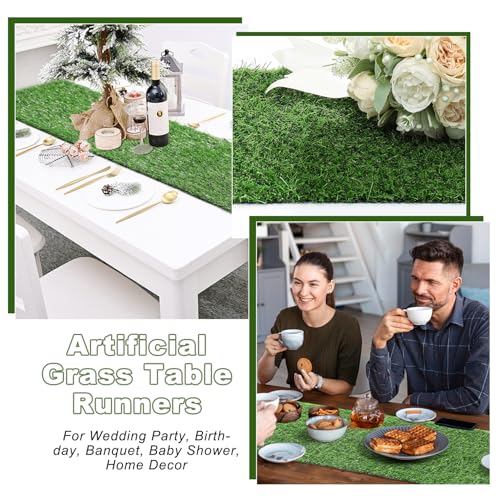 Artificial Grass Table Runners-13 x 84 Inches Faux Grass Table Runner for Golf Themed Party,Synthetic Turf Table Runner fo...