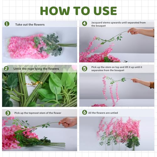 Alotiki Wisteria Hanging Flowers,Fake Hanging Flowers,Wisteria artificiales Garland for Home Wedding Arch Floral Party Gar...