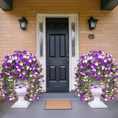 Dolicer 2 Packs Look Real Artificial Flowers for Outdoors, Fake Artificial Hanging Flowers for Outdoors Realistic UV Resis...