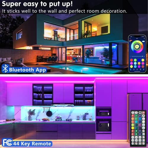 Keepsmile 100ft Led Strip Lights (2 Rolls of 50ft) Bluetooth Smart App Control Music Sync Color Changing RGB Led Light Str...