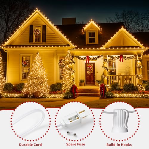 Brightown 25 Feet C9 Bulb String Lights Outdoor White Christmas Lights for Outdoor Patio Room Christmas Party Backyard Dec...