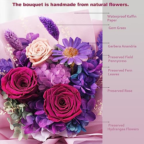 lovenfold Flowers for Delivery,Preserved Flowers Bouquets,Purple Rose Bouquets That Last 1-3 Years,Birthday Flowers Gifts ...