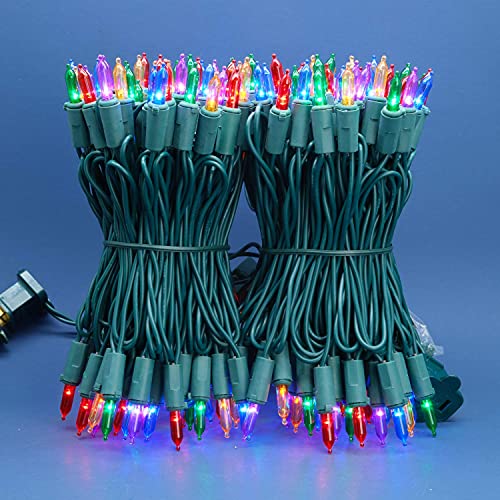 SWEET SHINE 200 Count Multicolor LED Christmas Lights, 66 ft Green Wire UL Certified Commercial Grade Holiday String Light...