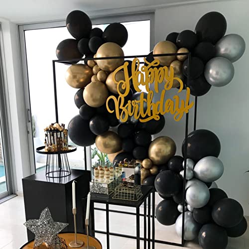 Voircoloria 130pcs Black Balloons Different Sizes 18" 12" 10" 5" Party Latex Balloons for Birthday Graduation Baby Shower ...