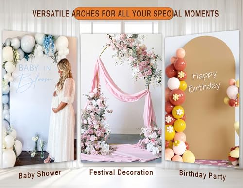 7.2FT Adjustable Wedding Balloon Gold Metal Arch Backdrop Stand, Tool Free Assembly Arch Frame for Birthday Flower Party B...