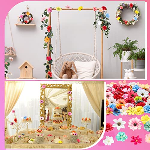 Hoteam 100 Pcs 100 Pcs Spring Assorted Small Flower Decorative Fake Flower Heads Bulk Silk Artificial DIY Faux Mini Daisy ...