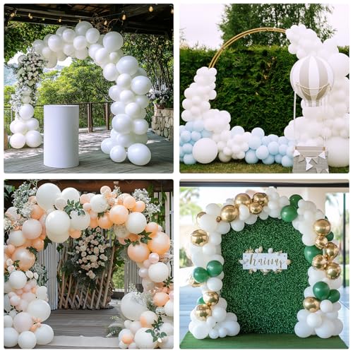 RUBFAC 135pcs White Balloons Different Sizes 18 12 10 5 Inch for Garland Arch, Latex Balloon for Wedding Birthday Party Ba...