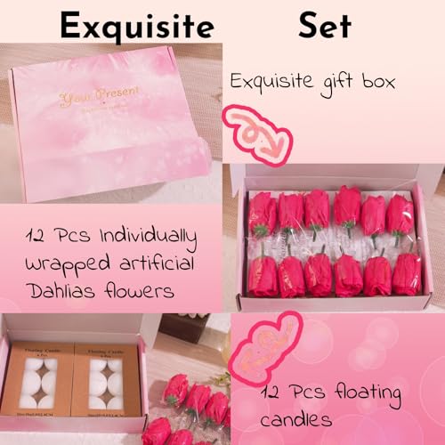 WPPNSY 24 Pcs Floating Candles for Centerpieces and Floating Flowers Artificial Flowers Head Vase Filler for Party Home Ta...