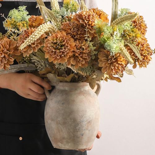 Dobbyby Ceramic Flower Vase 7.6 inch Farmhouse Rustic Vase Decorative Pottery Terracotta Vases for Home Decor Table Mantle...