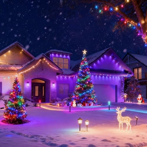 SOLARBABY Solar Christmas Lights Outdoor,142Ft 400 LED Crystal Beads Solar String Lights with Remote,19 Mode Christmas Lig...