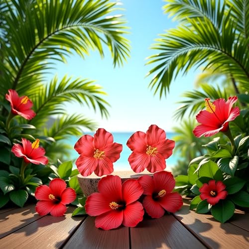 2Pcs Red Hawaiian Flower Hair Clip for Women Girls Fashion Bohemian Flowers Hair Accessory for Dancer Bridal Wedding Beach...