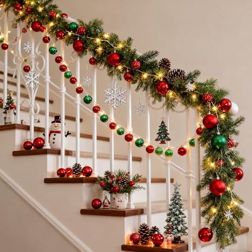 1 Pc 6 Ft Artificial Norfolk Pine Garlands, Christmas Garland,Real Touch Winter Pine Garland, Green Artificial Greenery Ga...