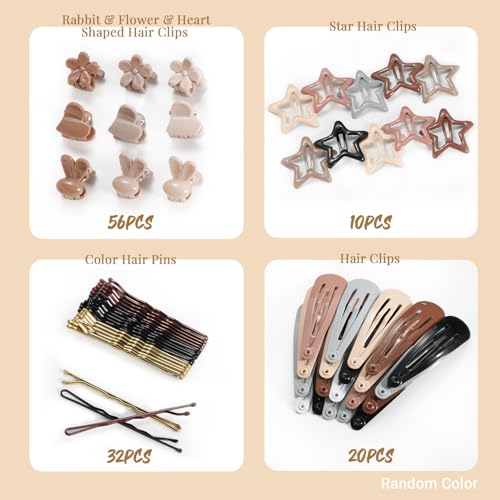 822PCS Elastic Hair Ties, IKOCO Hair Bands Hair Accessories for Girls with Hair Clips, Neutral Colors