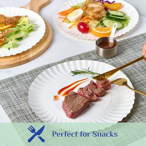 MUCHII 300 Count 9 Inch Paper Plates, Disposable Dinner Plates Bulk, White Plate Uncoated for Parties, Catering, Picnics, ...