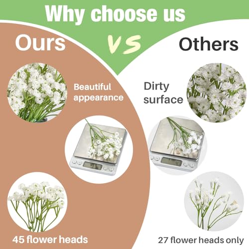 MAQIHAN 30 Baby Breath Artificial Flowers - 7.6" Babies Breath Flowers Artificial Faux Flowers Bouquet White Fores Greener...
