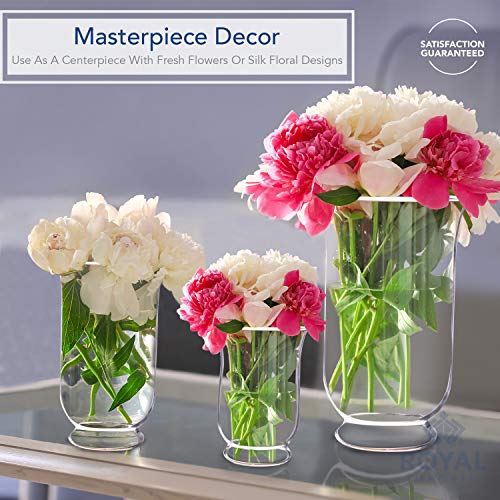 Royal Imports Hurricane Pillar Candle Holder, Clear Glass Flower Vase, Terrarium Planter, Decorative Centerpiece - Use for...