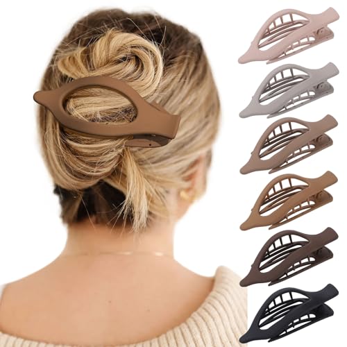French Concord Hair Clips - 6Pcs Side Slide Volume Clips for Women Girls, Strong Hold No Slip Grip, Thick or Thin Hair (Ma...