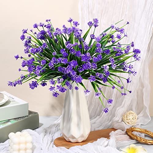 Hoteam 40 Bundles Outdoor Artificial Flowers UV Resistant Faux Outside Plants Flowers Fake Plastic Plants for Outdoor Spri...