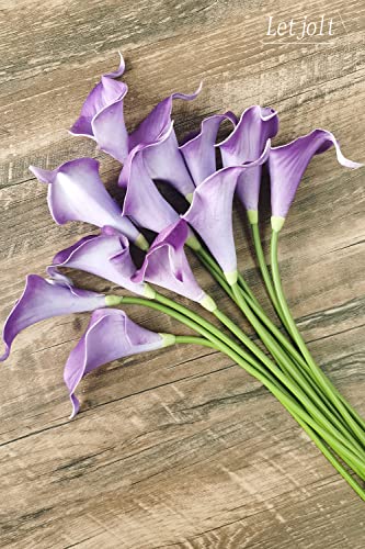 Letjolt Calla Lily Purple Artificial Flowers 12Pcs Table Flower Decor Faux Calla Lilies Bouquet for Wedding Bride Shower H...