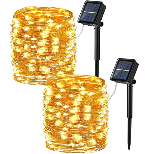 Brizled 2 Pack Solar String Lights, Total 132FT 400 LED Outdoor Solar Fairy Lights, 8 Modes Solar Twinkle Lights, Waterpro...