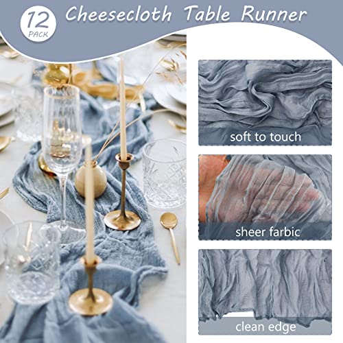 12 Pack 10Ft Cheesecloth Table Runner 35x120 Inch Boho Gauze Table Runner Rustic Cheese Cloth Long Romantic Table Runners ...