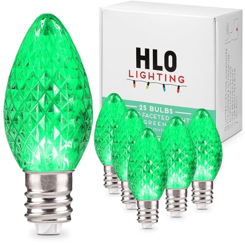 Holiday Lighting Outlet Faceted C7 Christmas Lights | Green LED Light Bulbs Holiday Decoration | Warm Christmas Decor for ...