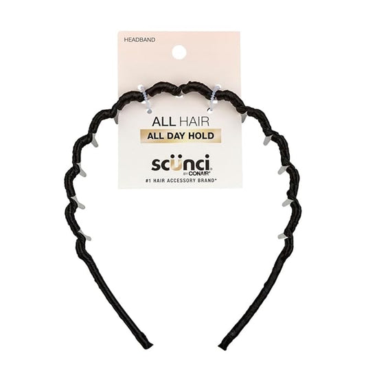 Scunci by Conair Effortless Beauty Zig Zag headband - hair accessories for women - hairpin headband - black headband - 1 C...