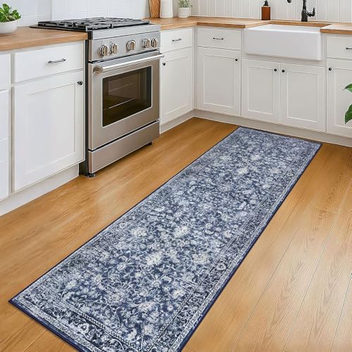 KILOCOCO Hallway Runner 2x6 Rug Runner Printed Vintage Floral Washable Kitchen Runners Non-Slip Rubber Backed Runners for ...