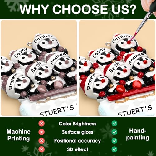 iDIY Personalized Family Christmas Ornaments - Family of 2/3/4/5/6/7/8 Penguin Ornaments for Christmas Tree - Custom Resin...