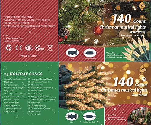 Indoor/Outdoor Multi-Color Musical Christmas Lights - Plays 25 Classical Holiday Songs - 8 Function Chaser - Green Wire - ...