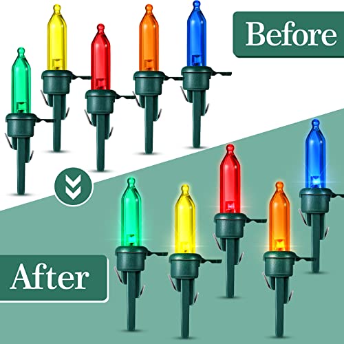 Honoson 60 Pieces LED Replacement Christmas Bulb 3v Waterproof LED Lights Bulbs Bulk for Christmas Tree Decorations Xmas I...