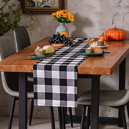 Tosewever Buffalo Check Plaid Table Runner, Cotton Polyester Blend Classic Family Dinner Table Runners for Indoor Outdoor ...