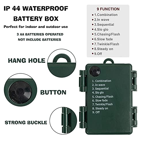 Dazzle Bright Christmas Mini String Lights, 4 Pack Total 64FT 200LED Batter Operated Waterproof Fairy Lights with 8 Modes ...