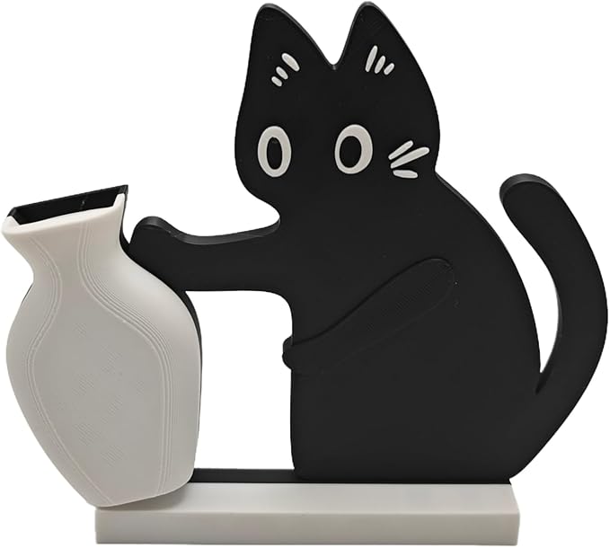 Cat Push Flower Vase for Home Decor Cute Vases for Table Room Decor Unique Lollipop Vases for Women Cat Lover Birthday Gif...
