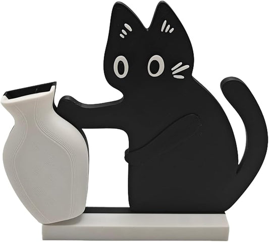 Cat Push Flower Vase for Home Decor Cute Vases for Table Room Decor Unique Lollipop Vases for Women Cat Lover Birthday Gif...