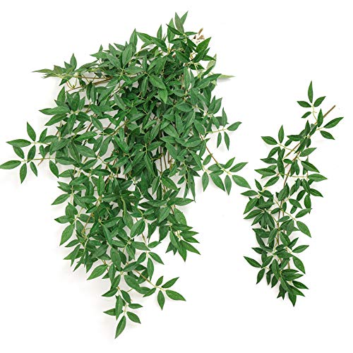 Ling's Moment Rosa Banksiae Artificial Vines, Pack of 7 Silk Greenery Garlands with Hanging Faux Laurel Leaves for Table C...