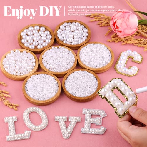 16500Pcs Flatback Pearls for Crafting (White), Assorted Size 2/3/4/5/6/8/10mm Half Pearl with 3Pcs 10ml B7000 Jewelry Glu...