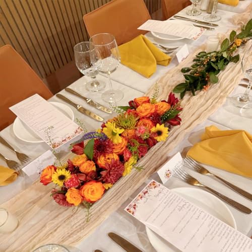 6 Pack Champagne Cheesecloth Table Runners New Year Cheese Cloth Table Runner 10FT Boho Sheer Gauze Runner 35x120 Inches L...