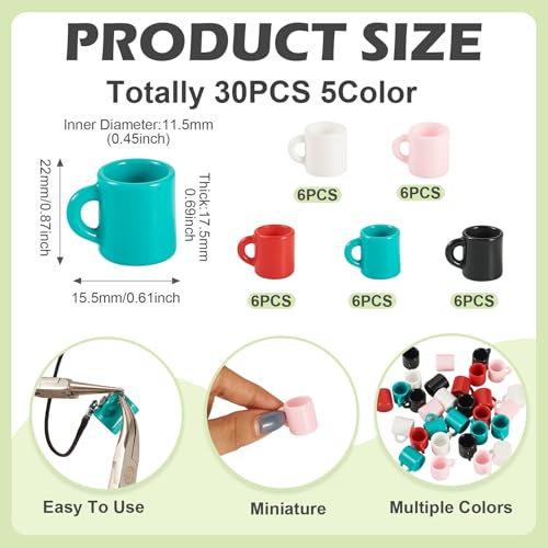 Craftdady Coffee Cup Charms Mini 3D Drink Mug Charms Tableware Cup Ornaments Charm for Dollhouse Accessories Home Decorati...