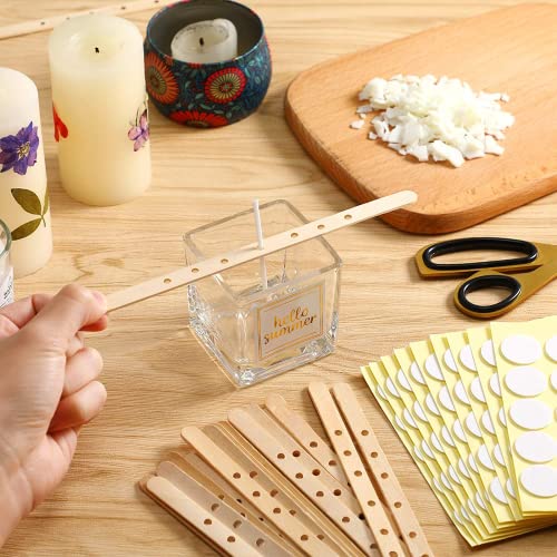 100pcs Wooden Candle Wick Holders - 3 Wick Candle Holders, Candle Making Wick Centering Tool with 7 Holes