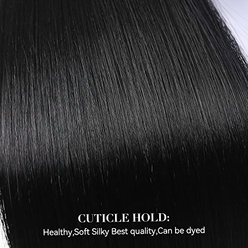Black Hair Extensions Straight Clip in Hair Extensions Clip ins - Soft and Thick (20 Inches, 4Pcs, #1B)