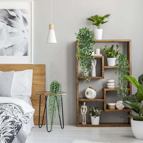 USLAI Artificial Hanging Plants Vine, Fake Potted Greenery Faux Eucalyptus, Mandala, String of Pearls, Pea Pod Leaves in P...