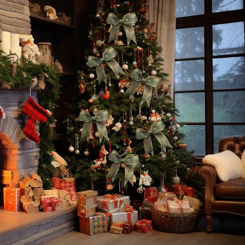 Hiswan Burlap Wired Ribbon 1.5 inch Wide 10 Yards Sage Green Burlap Rustic Jute Ribbons for Crafts Wreath,Weeding, Christm...