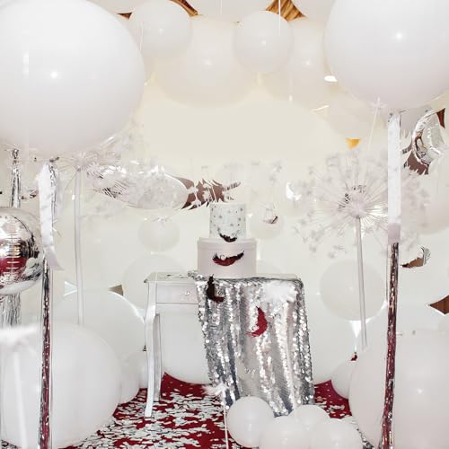 RUBFAC 135pcs White Balloons Different Sizes 18 12 10 5 Inch for Garland Arch, Latex Balloon for Wedding Birthday Party Ba...